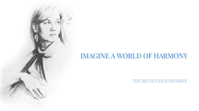 Cellist Tanja Bechtler joins Vienna Live to present The Bechtler Ensemble’s album of Beatles songs arranged for classical music instruments, Imagine a World of Harmony (portrait of Tanja Bechtler by Ben Long).