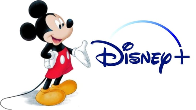 Left: At ninety-six years old, Mickey Mouse is the enduring face of The Walt Disney Company. Right: The 2019 Disney+ over the top streaming service logo
